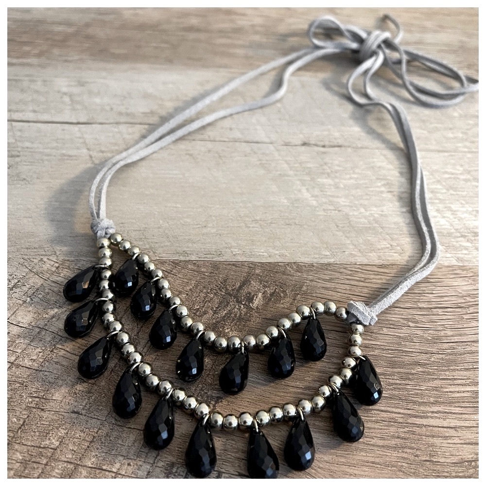 Glass Bead and Suede Layered Necklace